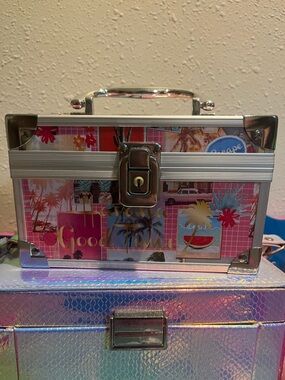 Pink Tropical Collage Metal Cosmetic Case